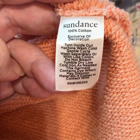 Sundance Women's Sweatshirt Peach Size Large Clementine Fields Embroidered Boho - Picture 9 of 9